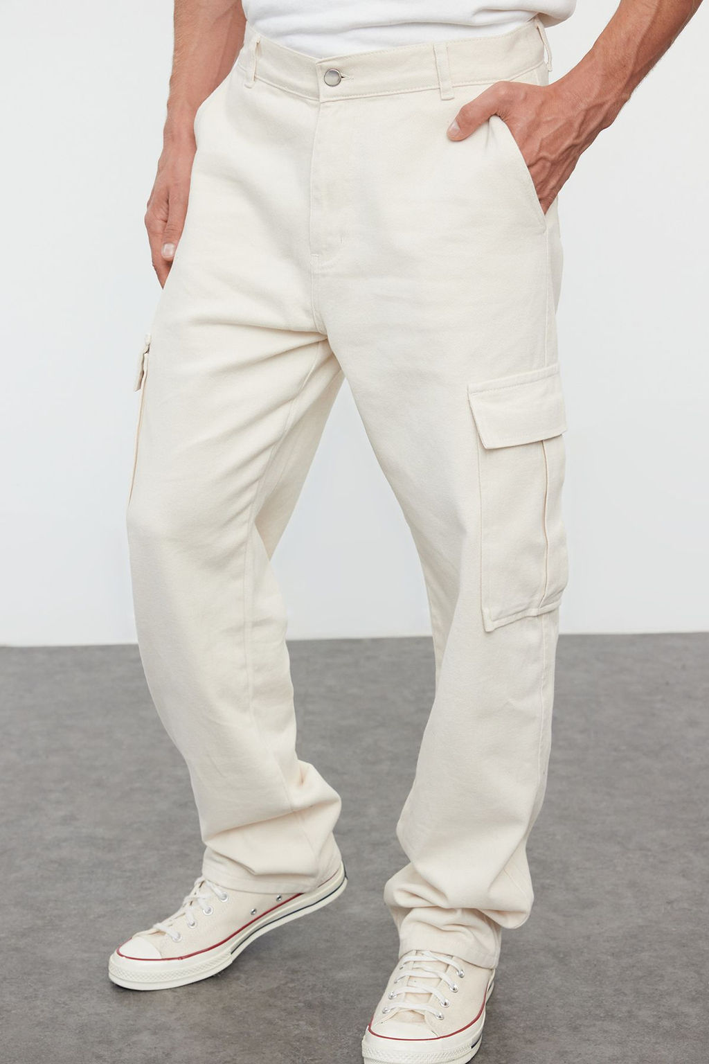TRENDYOL MAN Siyah Kargo Cepli Gabardin Baggy/Bol Kesim %100 Pamuklu Rahat Pantolon TMNSS24PL00021 - Trendyolmilla фото 10
