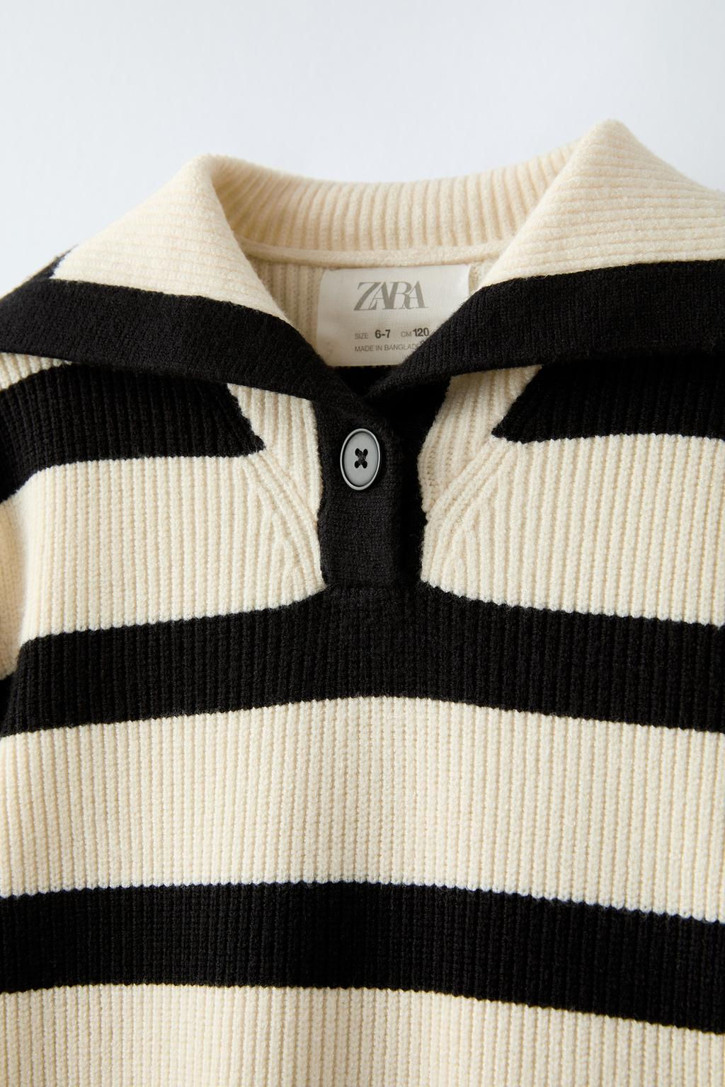 STRIPED SWEATER WITH NECK DETAIL - Zara фото 4