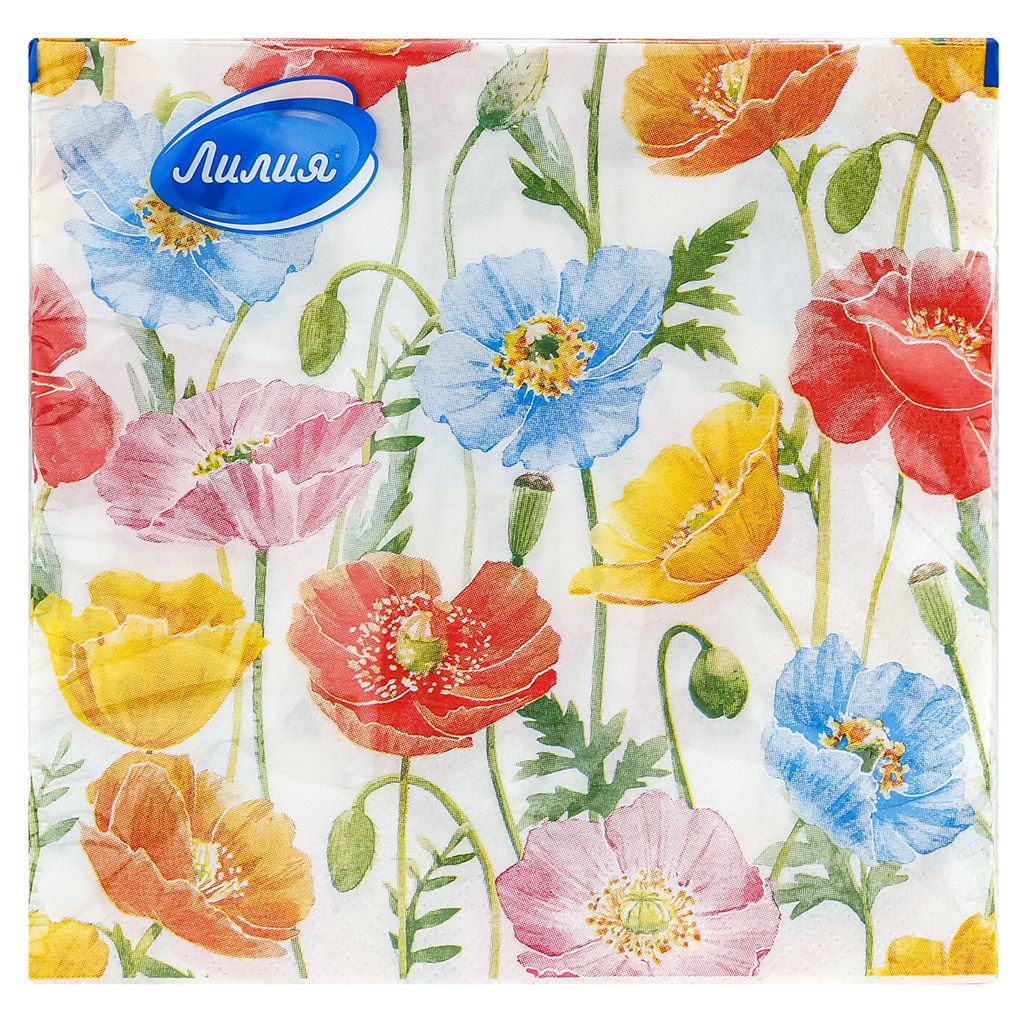 Салфетки бумажные 33х33см Лилия, 2-х слойные, 20 штук в упаковке, Лето (Россия) - Bouquet фото 2
