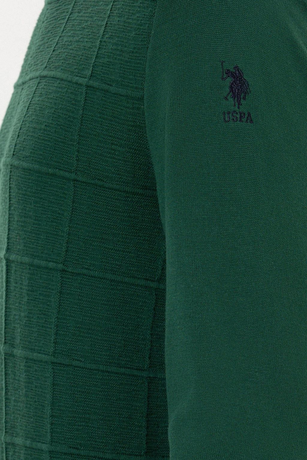 U. S. Polo Assn Мужской зеленый трикотажный свитер с круглым вырезом - U.s. polo assn фото 7