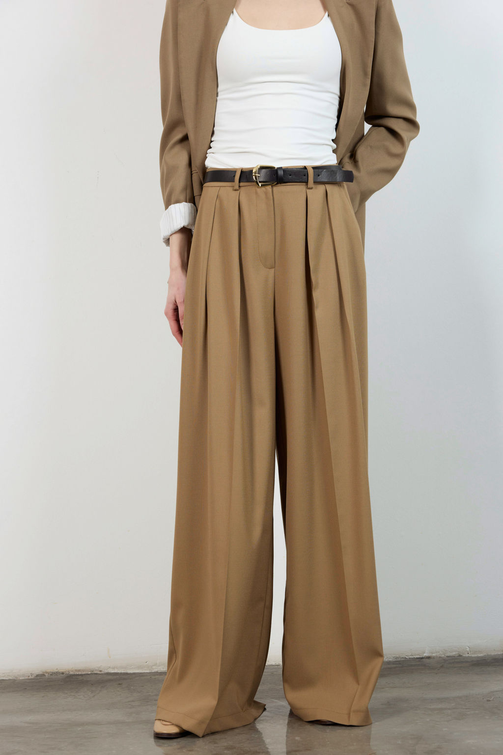 Vizon Kemerli Genis Paca Pantolon TWOAW26PL00135 - Trendyolmilla фото 3