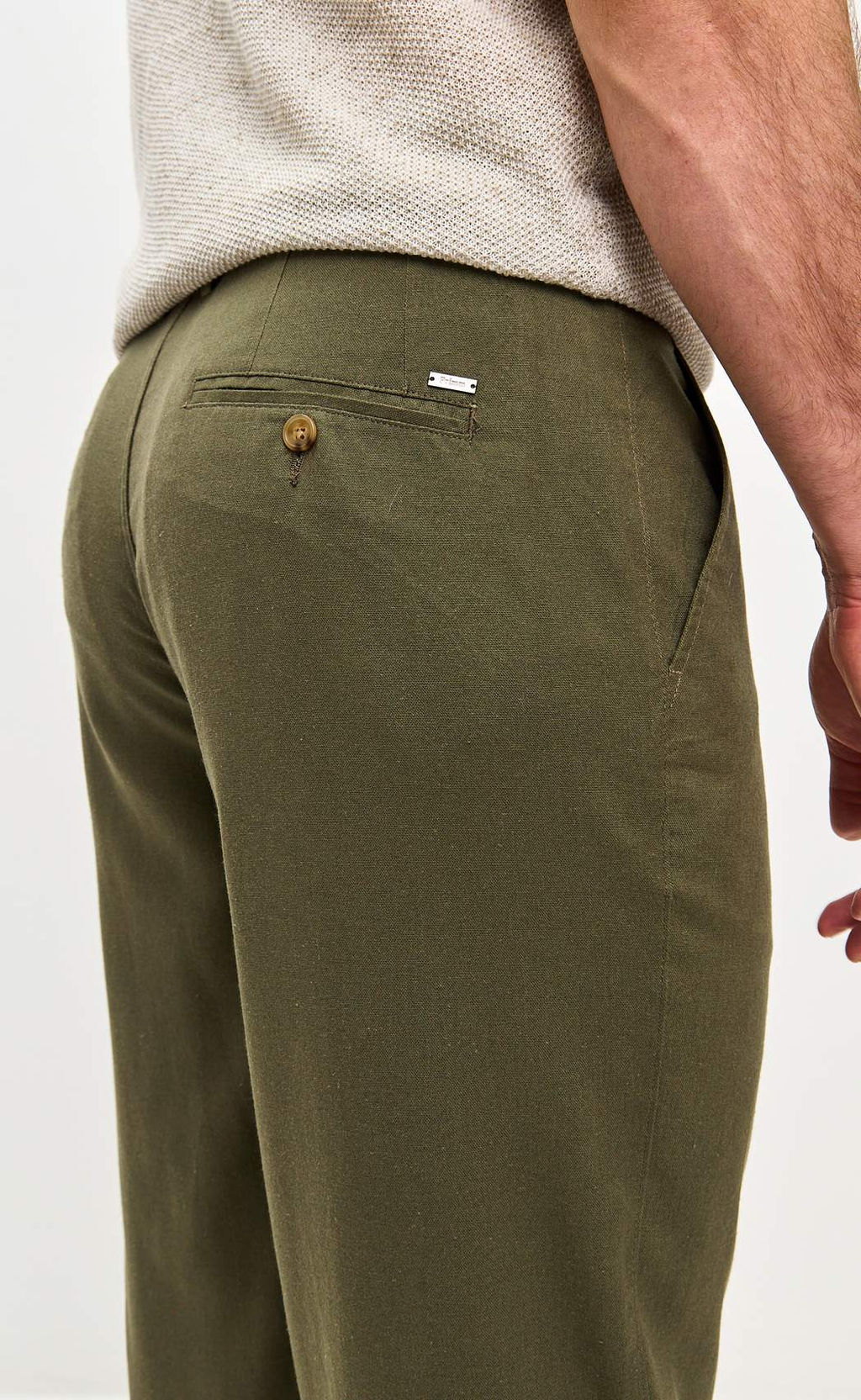 Брюки лен P511-0852 khaki