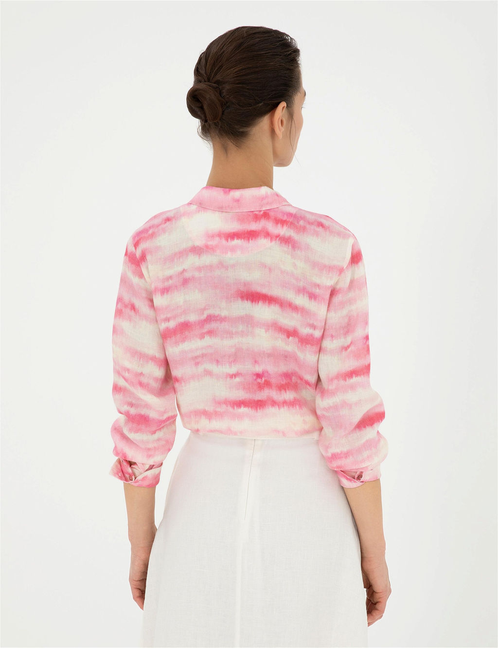 Pembe Crop Top Uzun Kollu Keten G_mlek - Pierre cardin фото 5