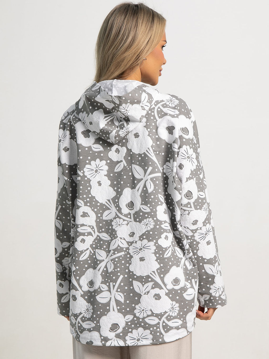 Жакет летний Фловерс (серо-белый) Б15579-18М