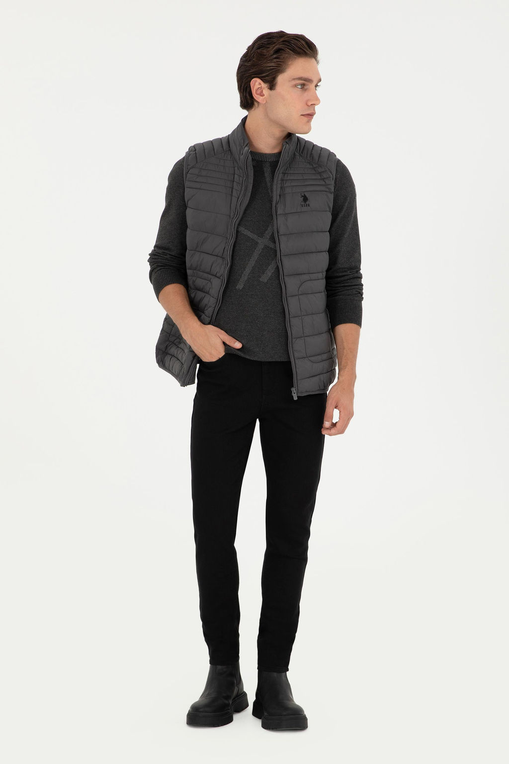 Мужской антрацитовый жилет - U.s. polo assn фото 4