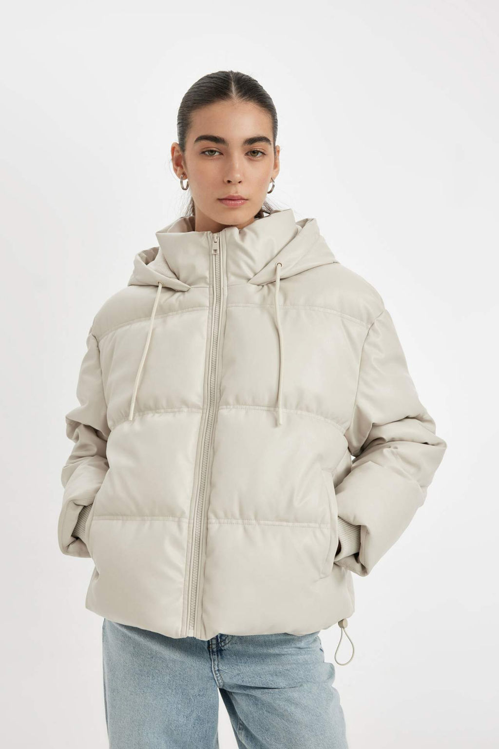 Su Itici Suni Deri Mont Kapusonlu Ici Polarl? Fermuarl? Cepli - Defacto фото 4