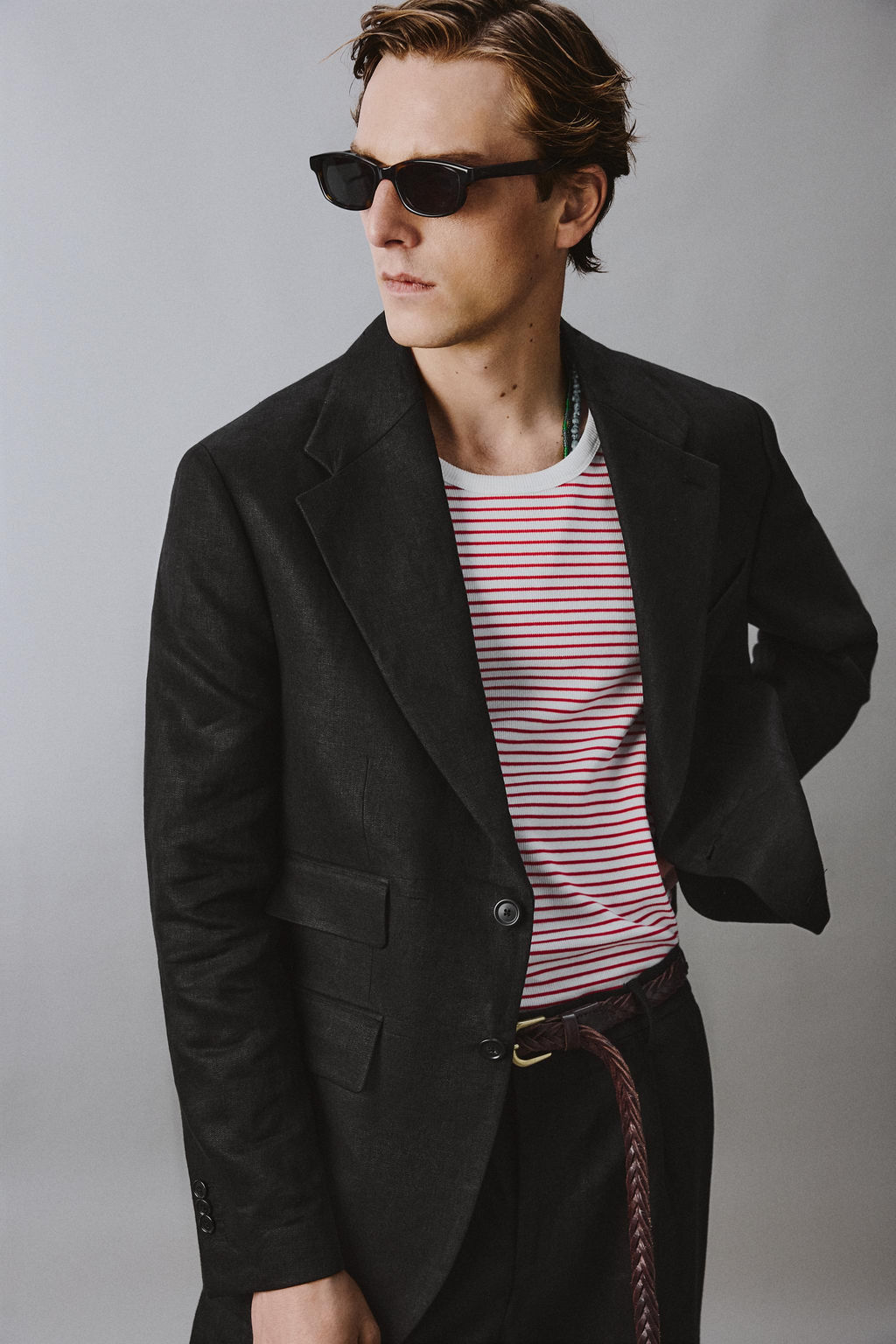 BLAZER TRAJE TWILL 100% LINO AARON LEVINE X ZARA / Negro  фото 5