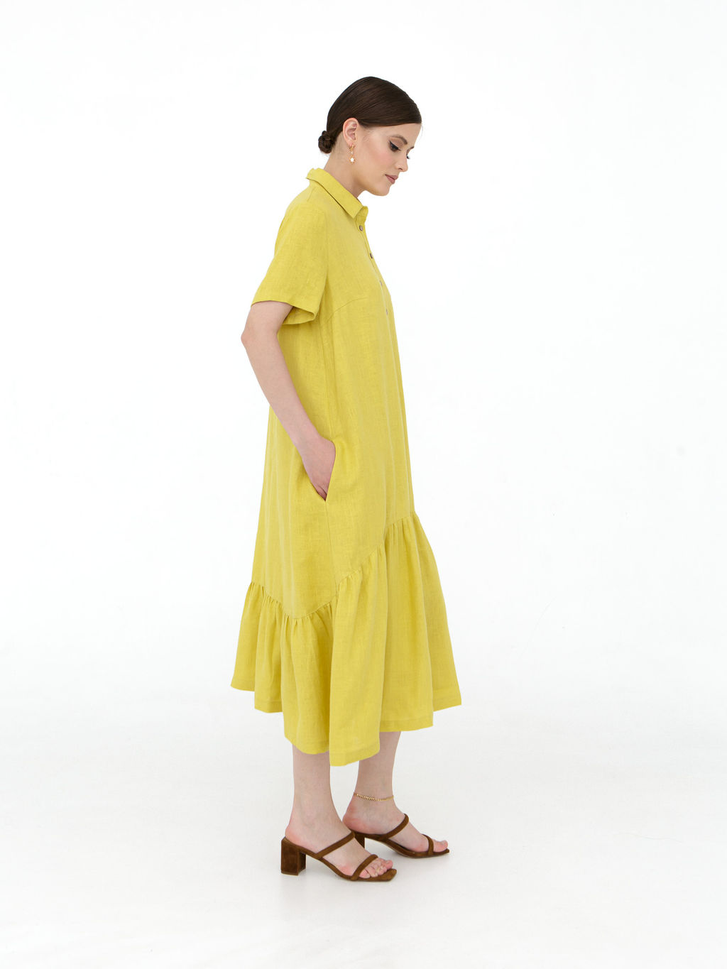 Платье женское КЛ-7521-ИЛ23 пыльно-желтый