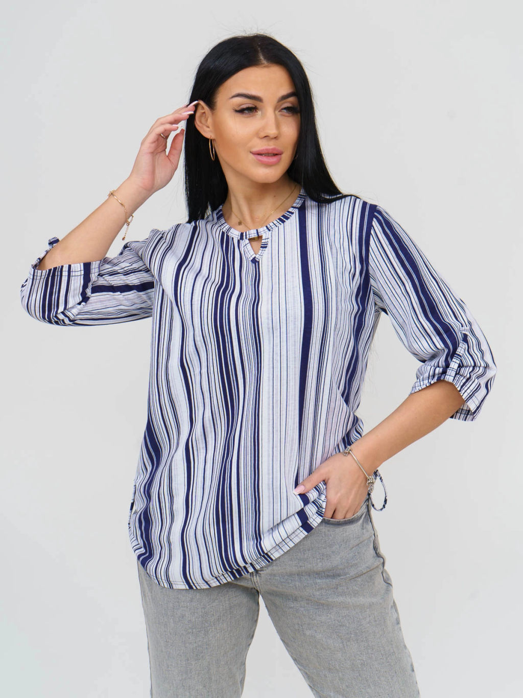 Туника женская, цвет синий белый