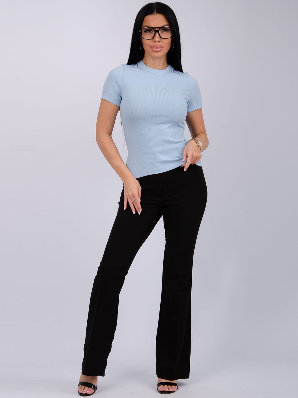 Футболка "Скимс" голубая, трикотаж лапша