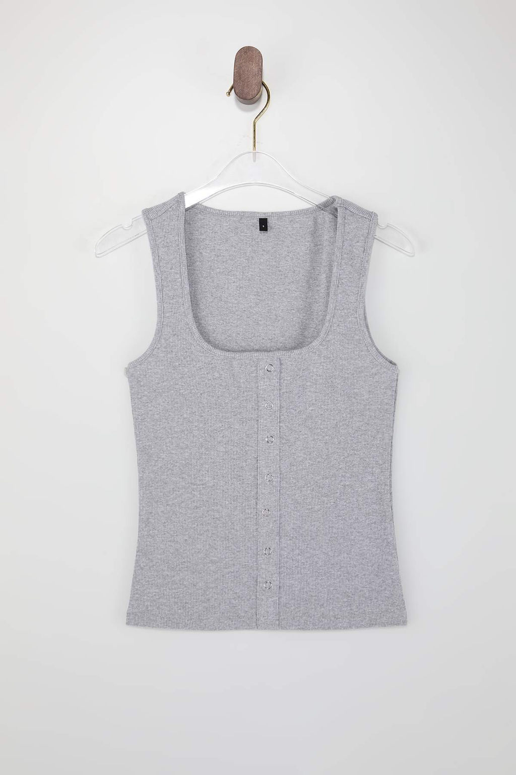 Wardrobe Essentials-Gri Melanj Fitted/Vucuda Oturan C?tc?tl? Esnek Orme Bluz TWOSS26BZ00073