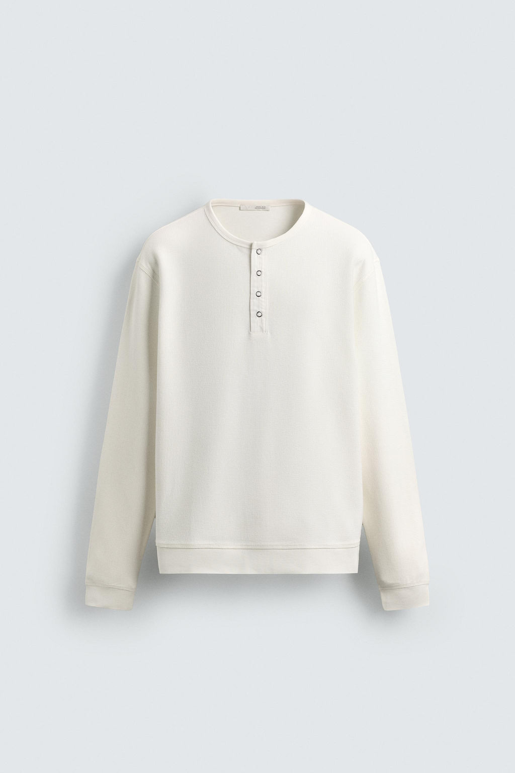 RIBBED BUTTON-NECK T-SHIRT - Zara фото 7