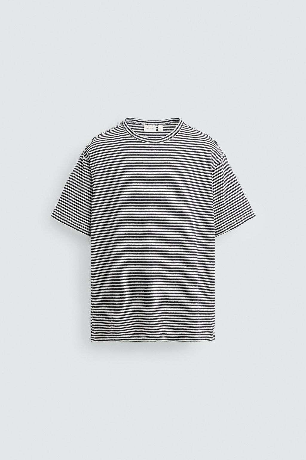STRIPED COTTON-LINEN T-SHIRT - Zara фото 15