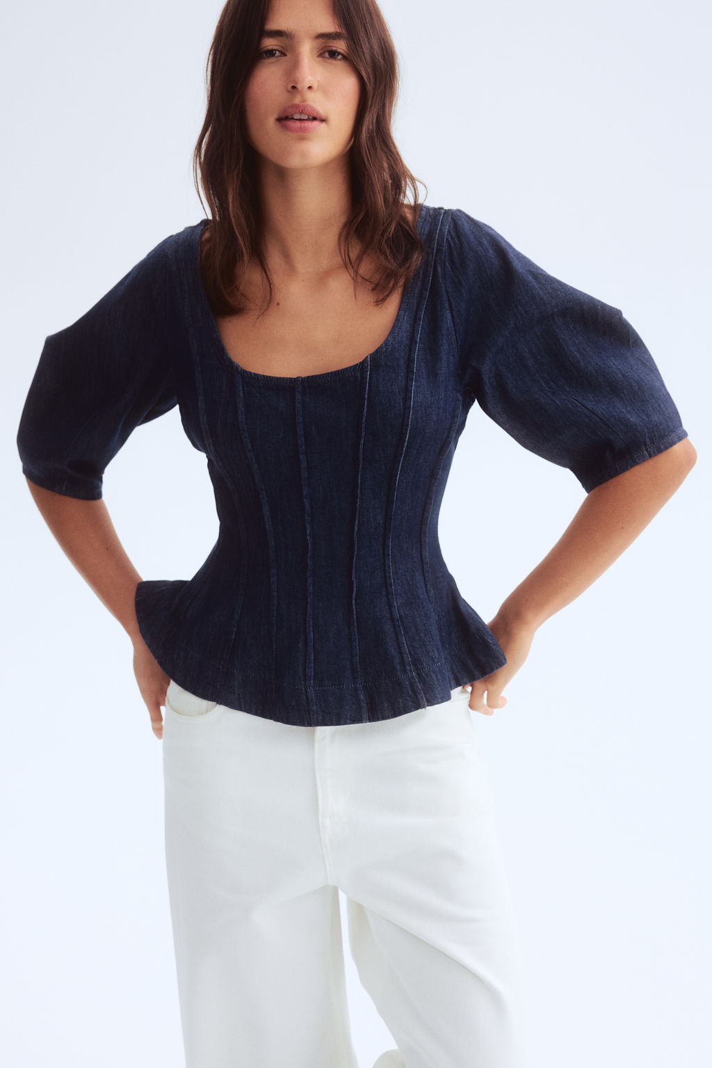 Blusa denim con peplum - H&m фото 3