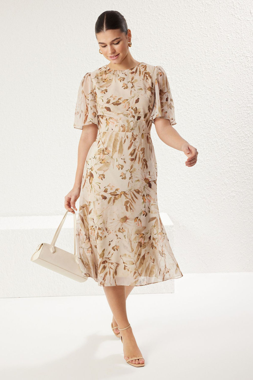 TRENDYOLMILLA Lila Cicek Desenli A Kesim Astarl? Midi Dokuma Elbise TWOSS20EL0908 фото 13