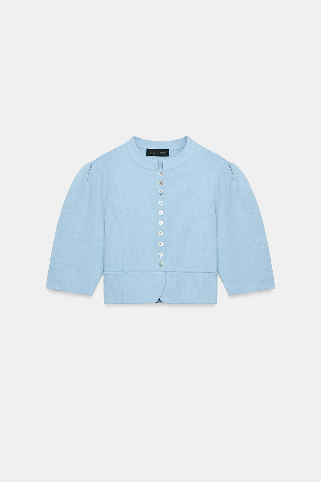 CHAQUETA PUNTO MANGA ABULLONADA / Azul pastel - Zara фото 9