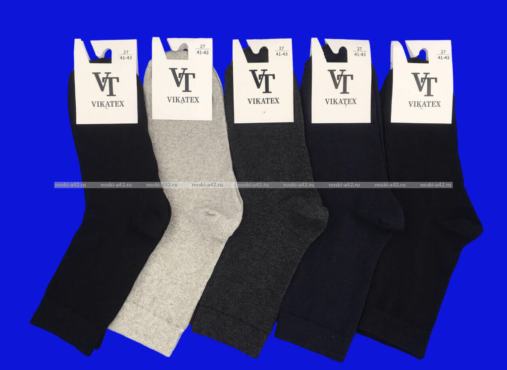 Цена за 10 пар. Викатекс VIKATEX носки мужские с лайкрой арт. 1ВС1 СВЕТЛО-серые