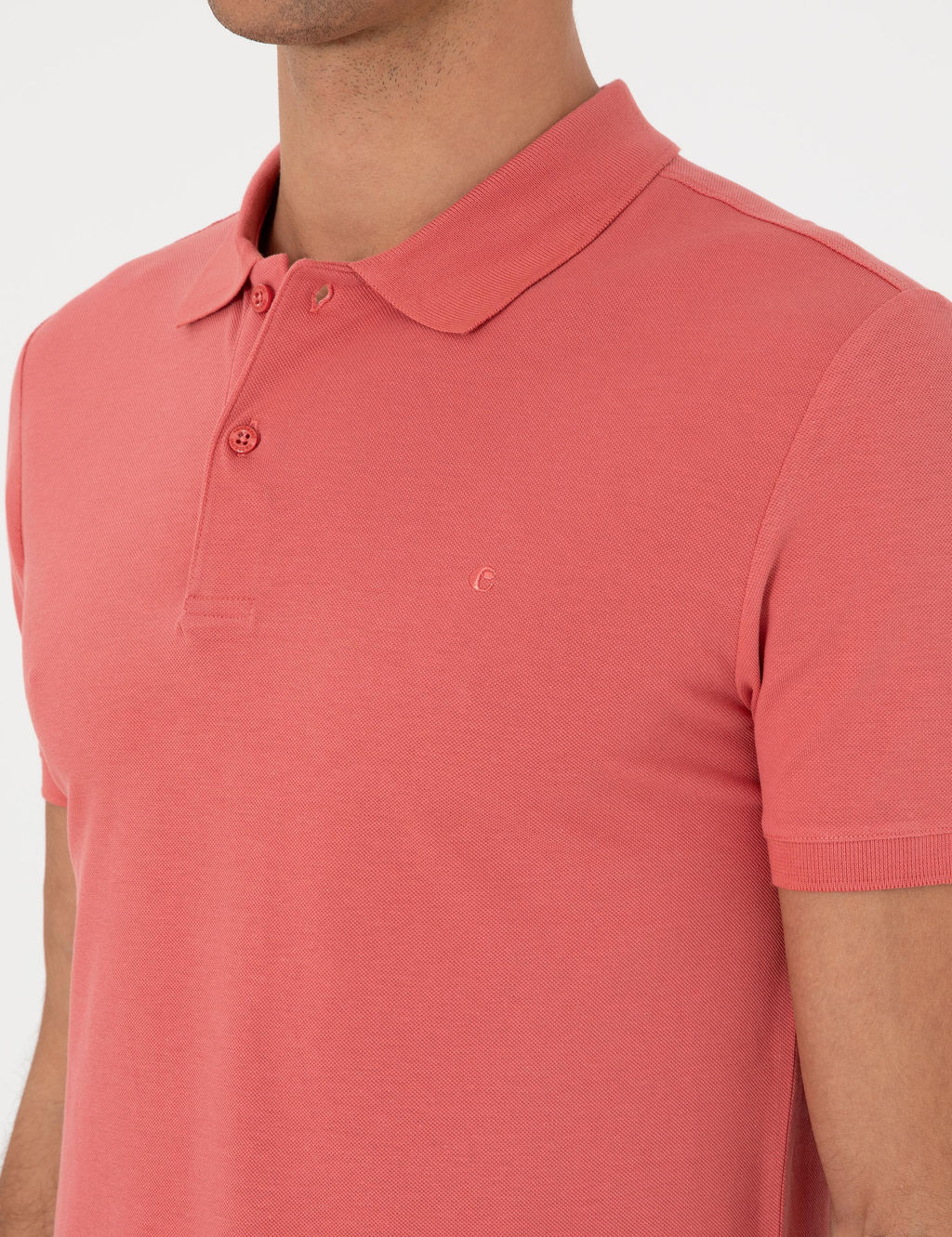 Mercan Slim Fit %100 Pamuk Polo Yaka Basic T-shirt - Cacharel фото 7