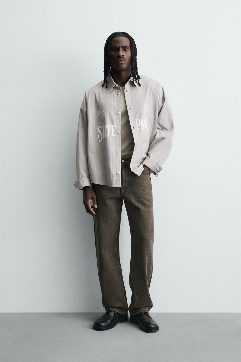 CONTRAST EMBROIDERED STRIPED SHIRT - Zara фото 8