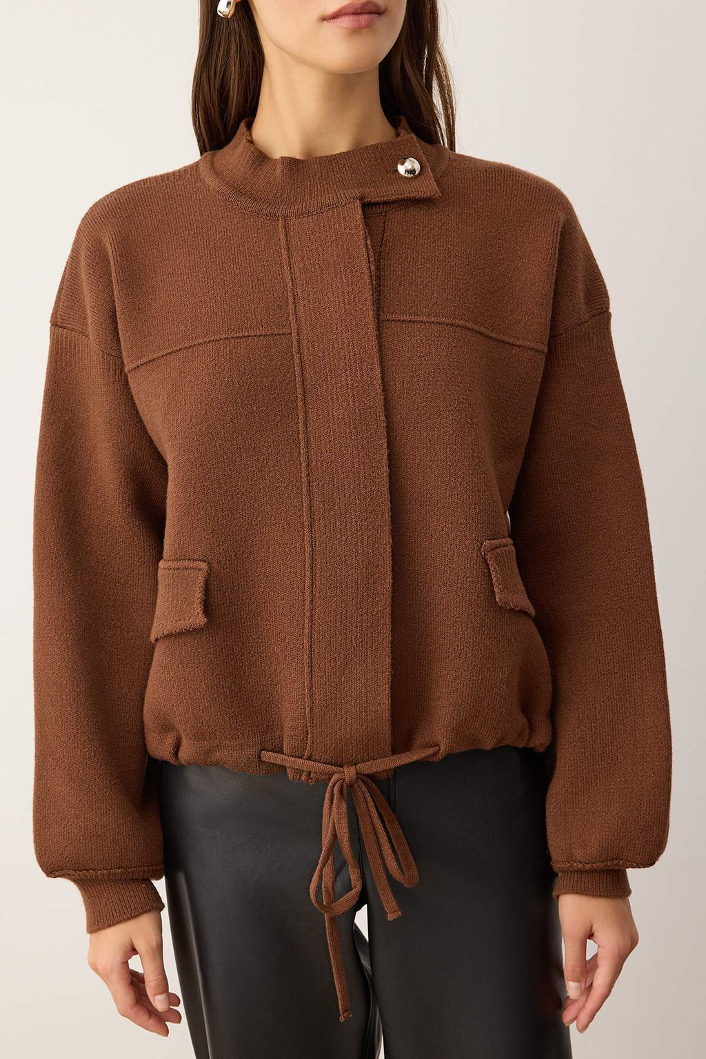 Lacivert Fermuarl? Premium Iplik/Ozel Iplik Genis Kal?p Mont Gorunumlu Triko H?rka TWOAW26HI00025 - Trendyolmilla фото 10