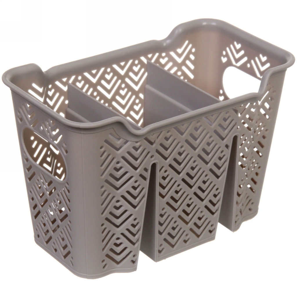 Цена за 5 шт. Подставка для столовых приборов пластиковая "Ромбы" 19*11*12см 3секции