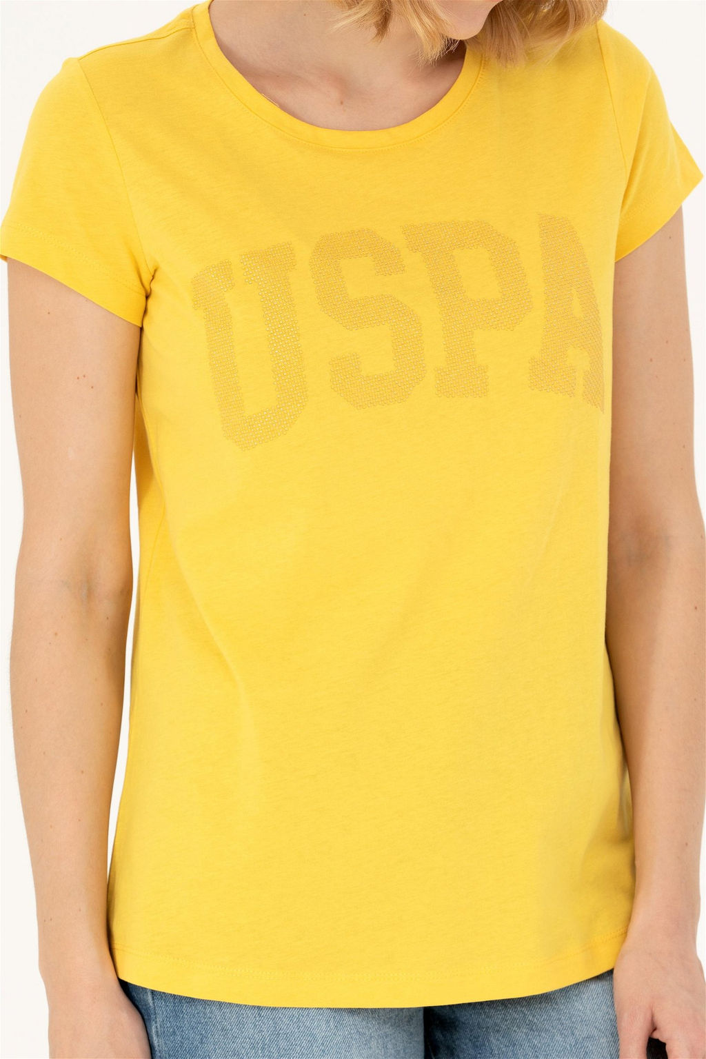 Женская желтая базовая футболка - U.s. polo assn фото 6