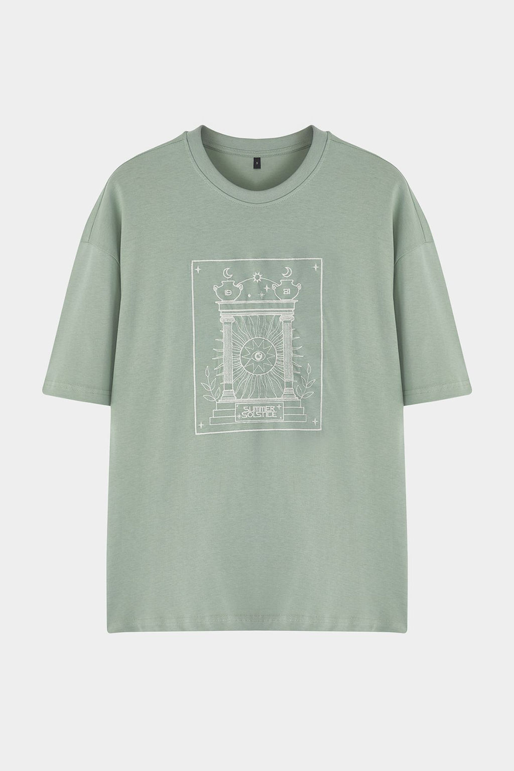 Mint Oversize/Genis Kesim Nak?sl? %100 Pamuklu Tok Kumas T-shirt TMNSS25TS00054
