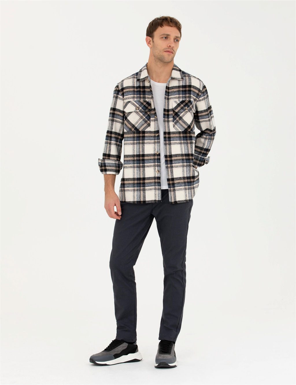 Lacivert Slim Fit Kanvas Pantolon