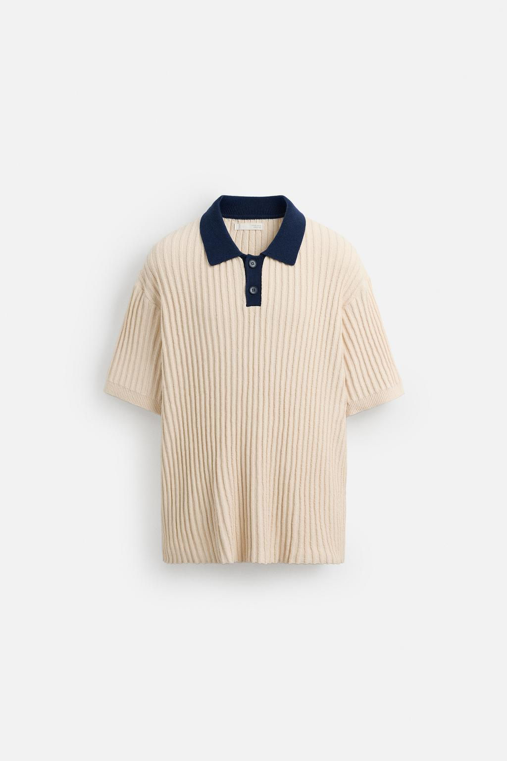 CONTRAST KNIT POLO SHIRT - Zara фото 6