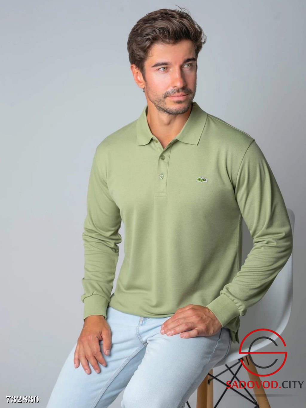 Кофта с длинным рукавом поло мужская