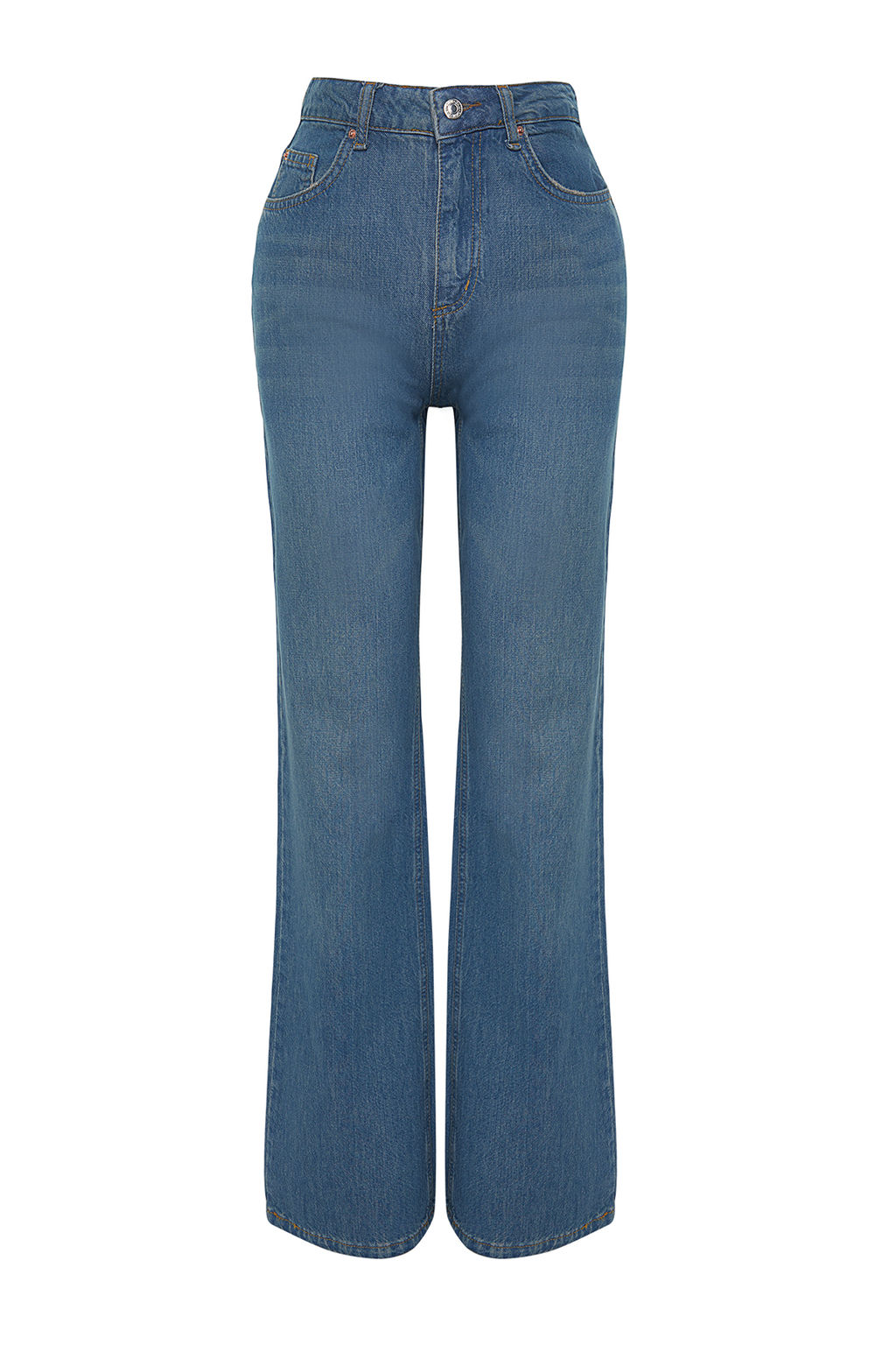 TRENDYOLMILLA Mavi More Sustainable Yuksek Bel Wide Leg Jeans TWOSS24JE00020  фото 7