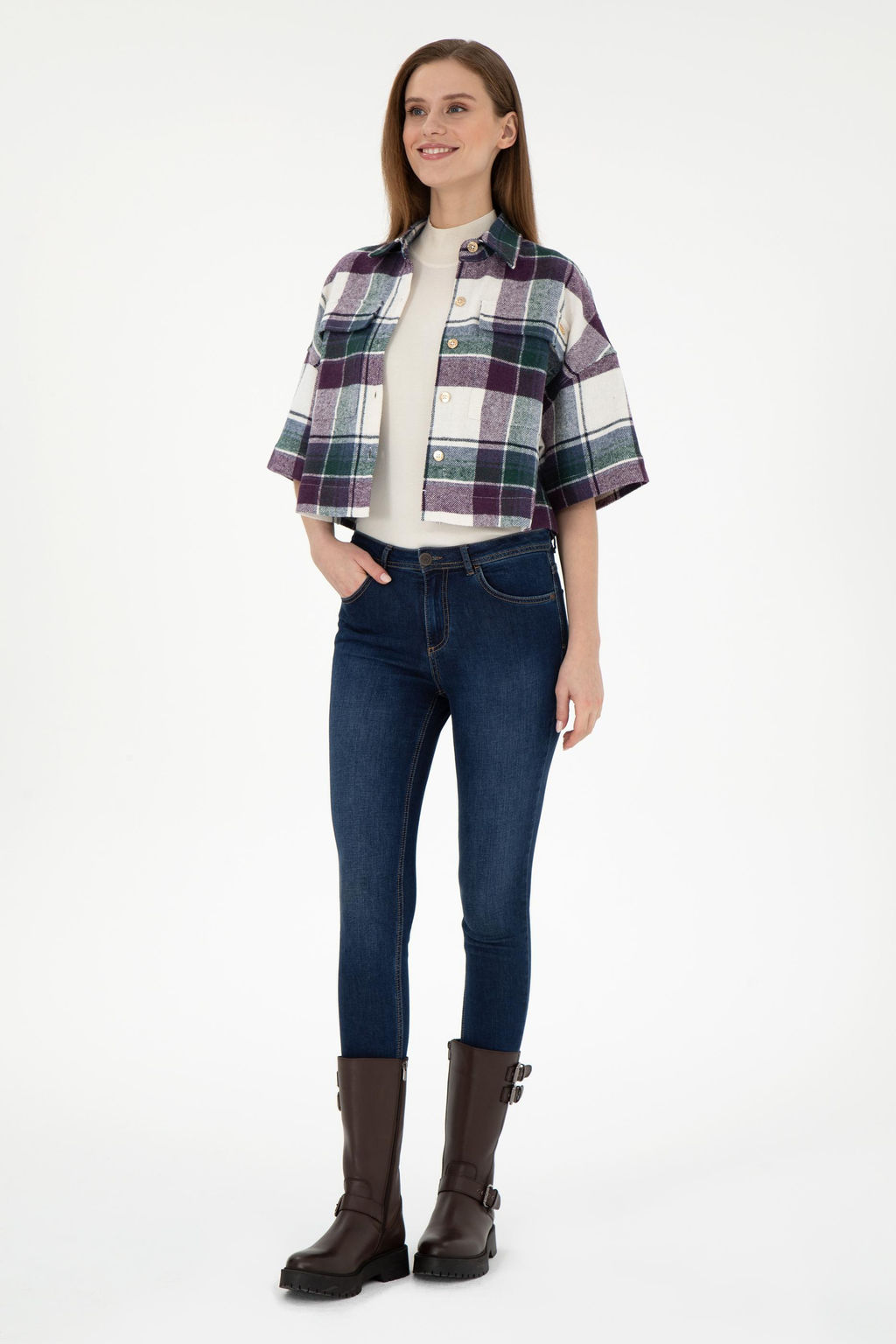 Женская фиолетовая рубашка с длинным рукавом Неожиданная скидка в корзине - U.s. polo assn фото 4