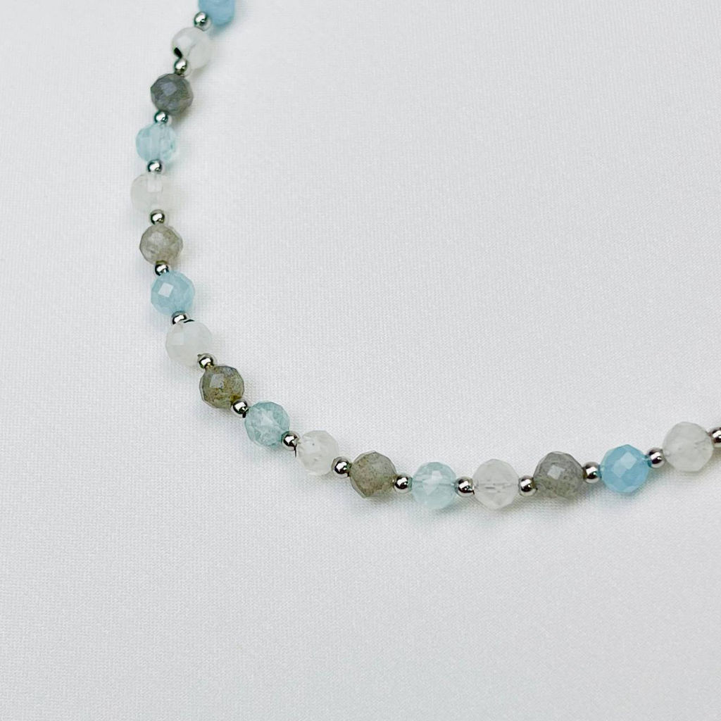 Колье для "Скорпиона" из Лабрадора, Аквамарина и Лунного камня 38 см +