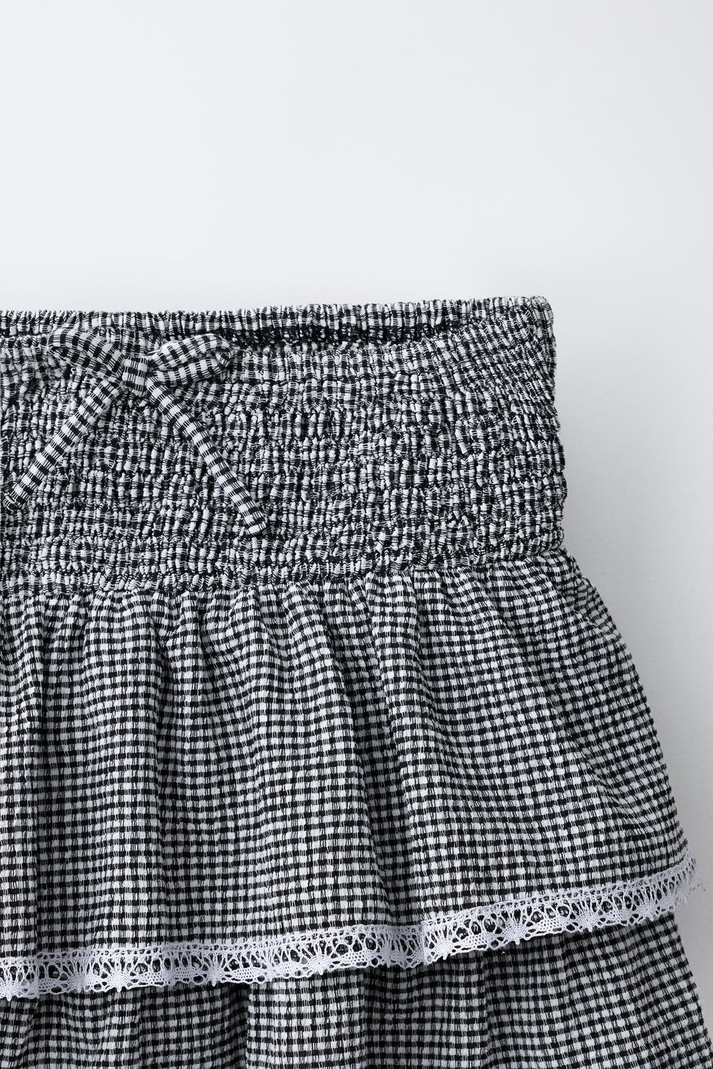 FALDA CUADRO VICHY PUNTILLA / Blanco / Negro - Zara фото 5