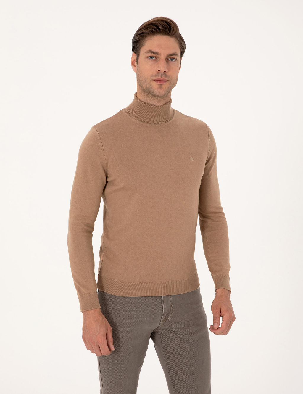 Camel Slim Fit Bal_k__ Yaka Basic Triko Kazak