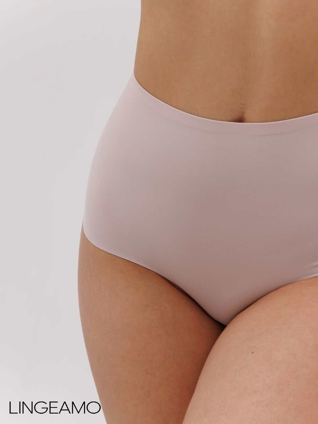 Бесшовные трусы слипы с высокой посадкой Lingeamo пудровый ВР-05 (102)  фото 3