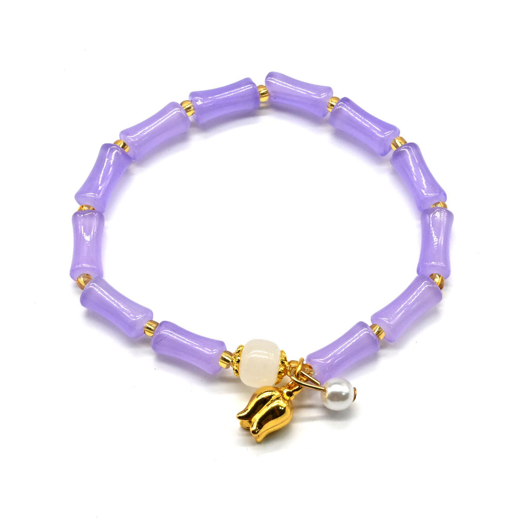 Браслет из полимера "Тюльпан" цв.сиреневый, 17см