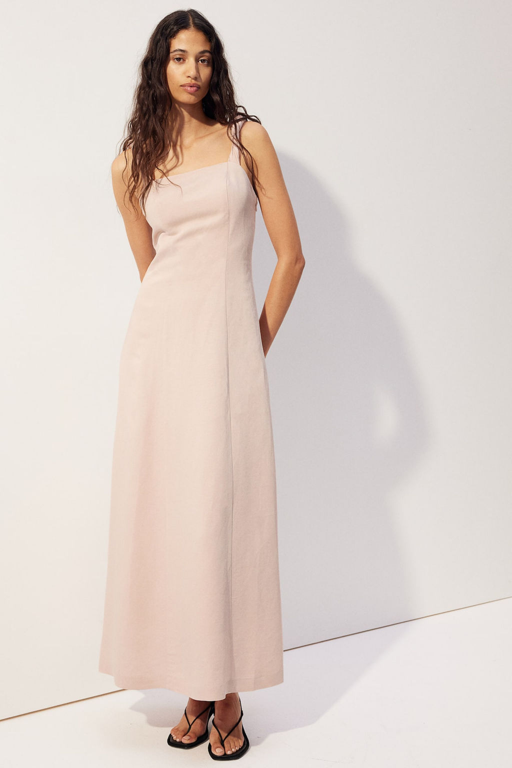 Maxivestido en mezcla de lino