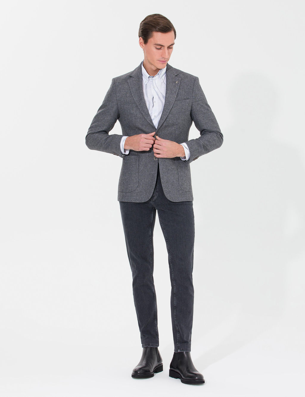 Узкая куртка антрацитового кроя - Cacharel фото 3