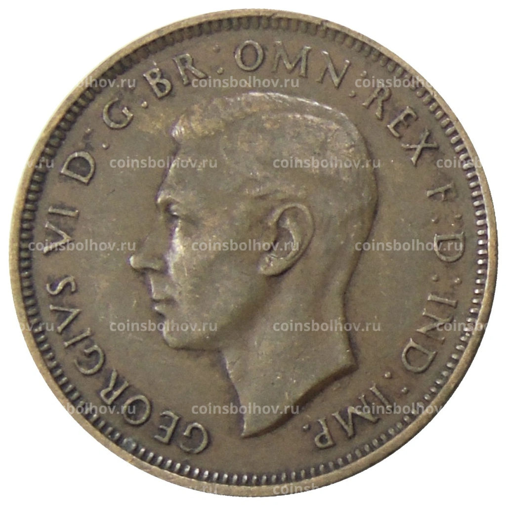 Монета 1/2 пенни 1938 года Австралия