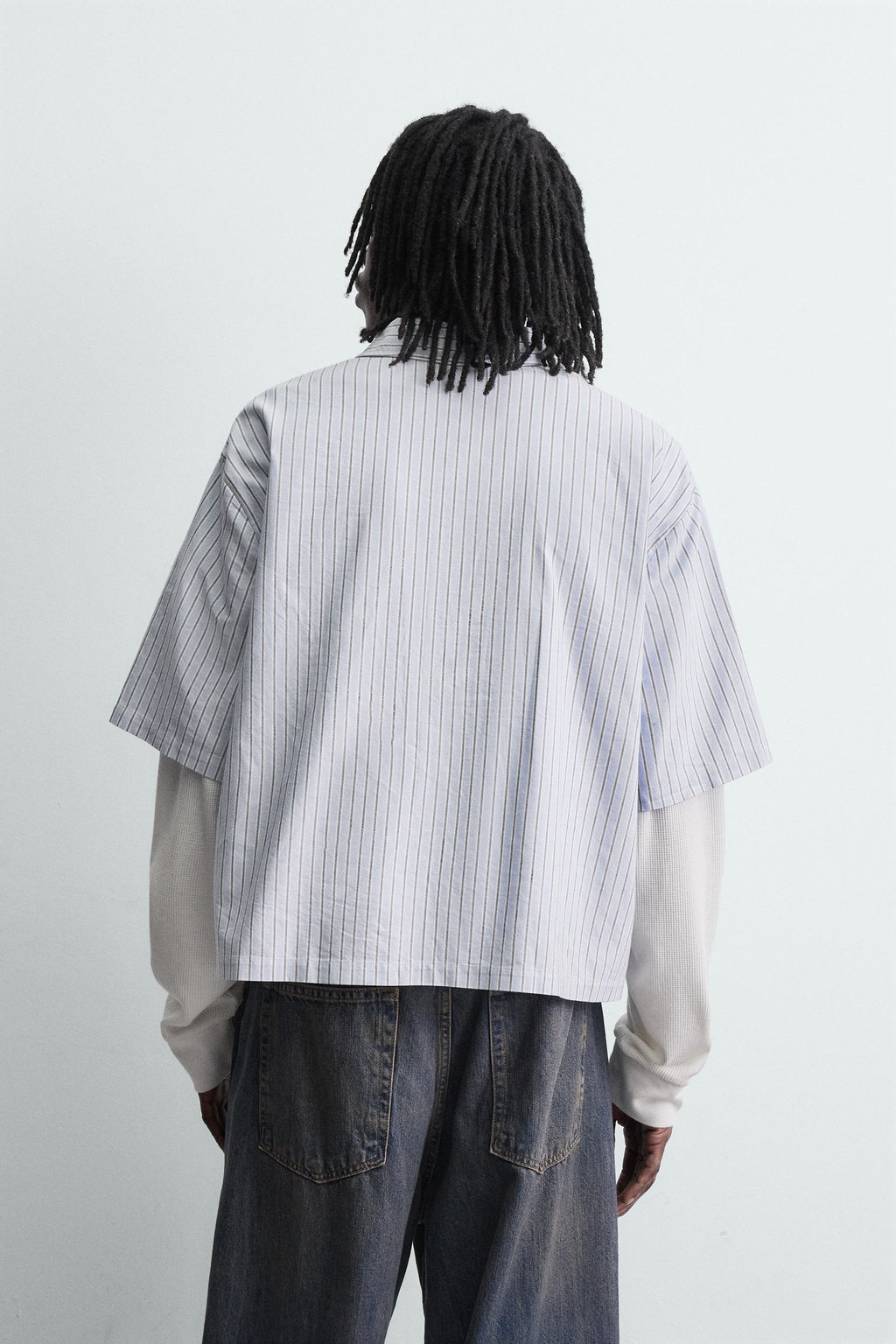 STRIPED SHIRT WITH DOUBLE EFFECT SLEEVES - Zara фото 3