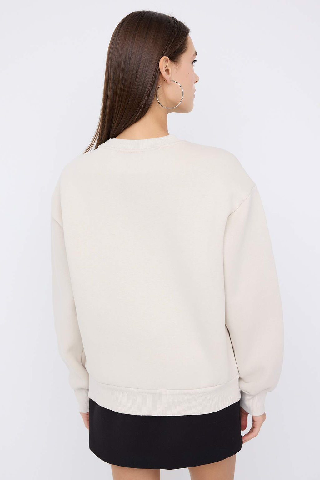 Teen Tas Bask?l? Oversize/Genis Kal?p Kal?n Ici Polarl? Orme Sweatshirt TWOAW26SW00216 - Trendyolmilla фото 4