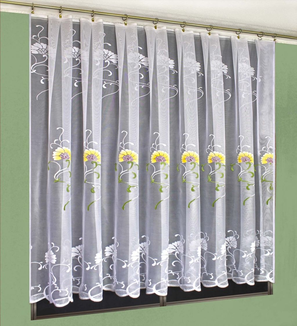 Арт. 45860/160, ЖЕЛТЫЙ ЦВЕТОК, фон белоснежный, ГОТОВЫЕ ШТОРЫ, ширина 300 см x высота 150 см (на шторной ленте)