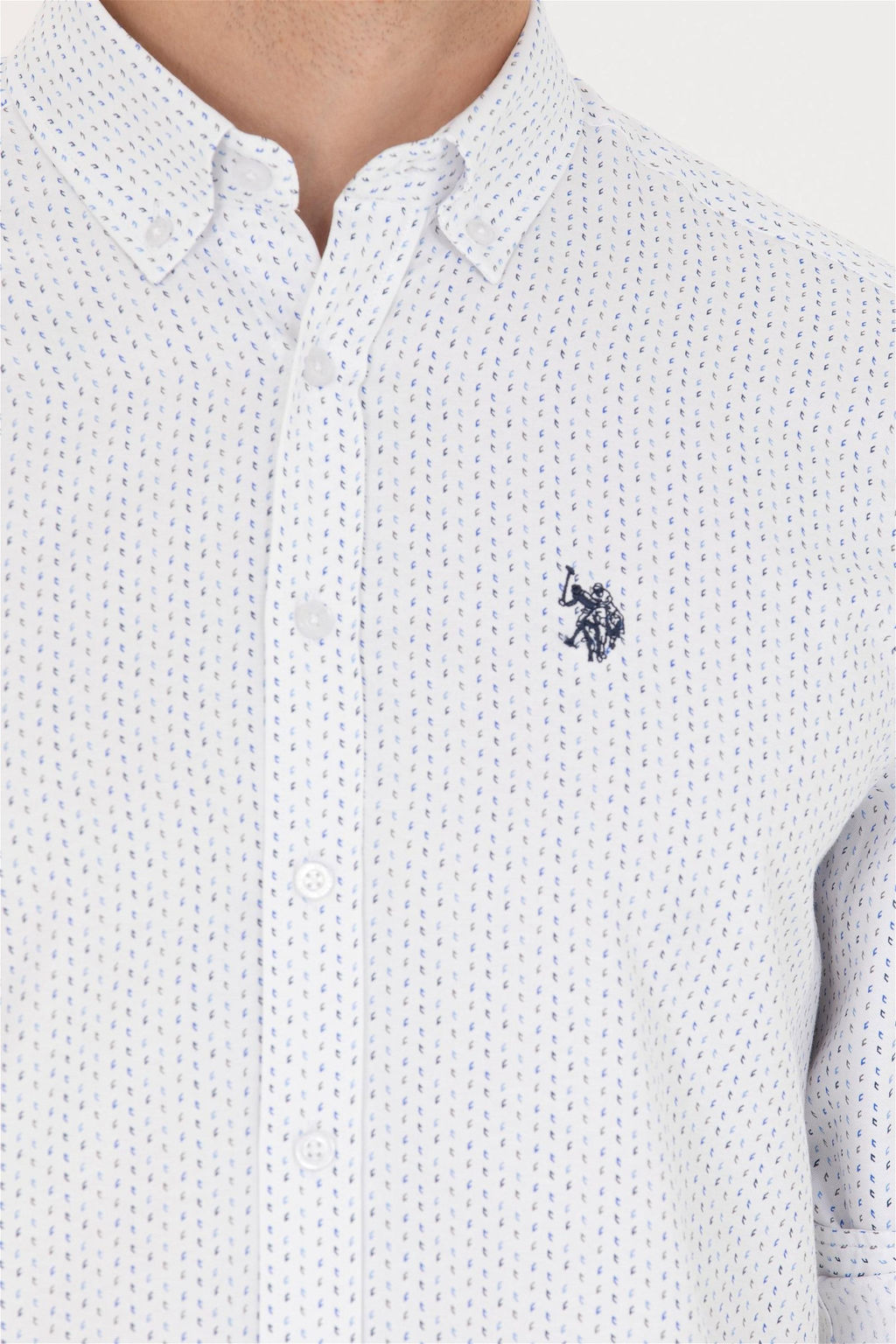 U. S. Polo Assn Мужская темно-синяя белая рубашка с принтом - U.s. polo assn фото 14