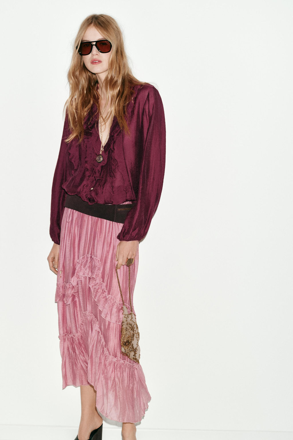 RUFFLED MIDI SKIRT - Zara фото 18