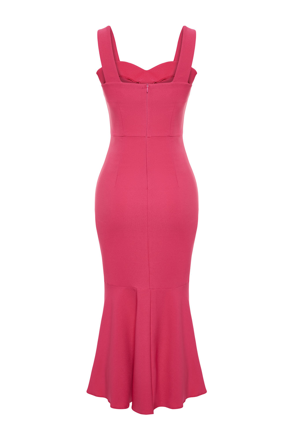 Fusya Etegi Volanl? Ask?l? Midi Dokuma Elbise TWOSS24EL00508 - Trendyolmilla фото 8