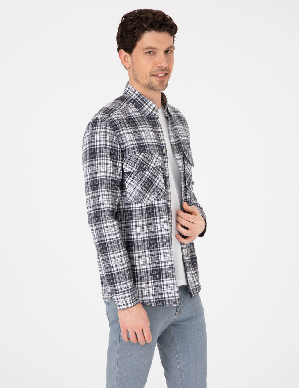 Lacivert Klasik Yaka _ift Cepli Regular Fit G_mlek Ceket
