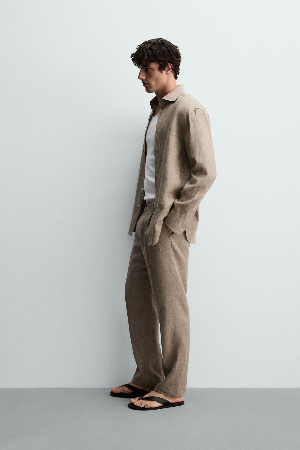 CAMISA REGULAR FIT 100% LINO / Arena / Vigor? - Zara фото 4