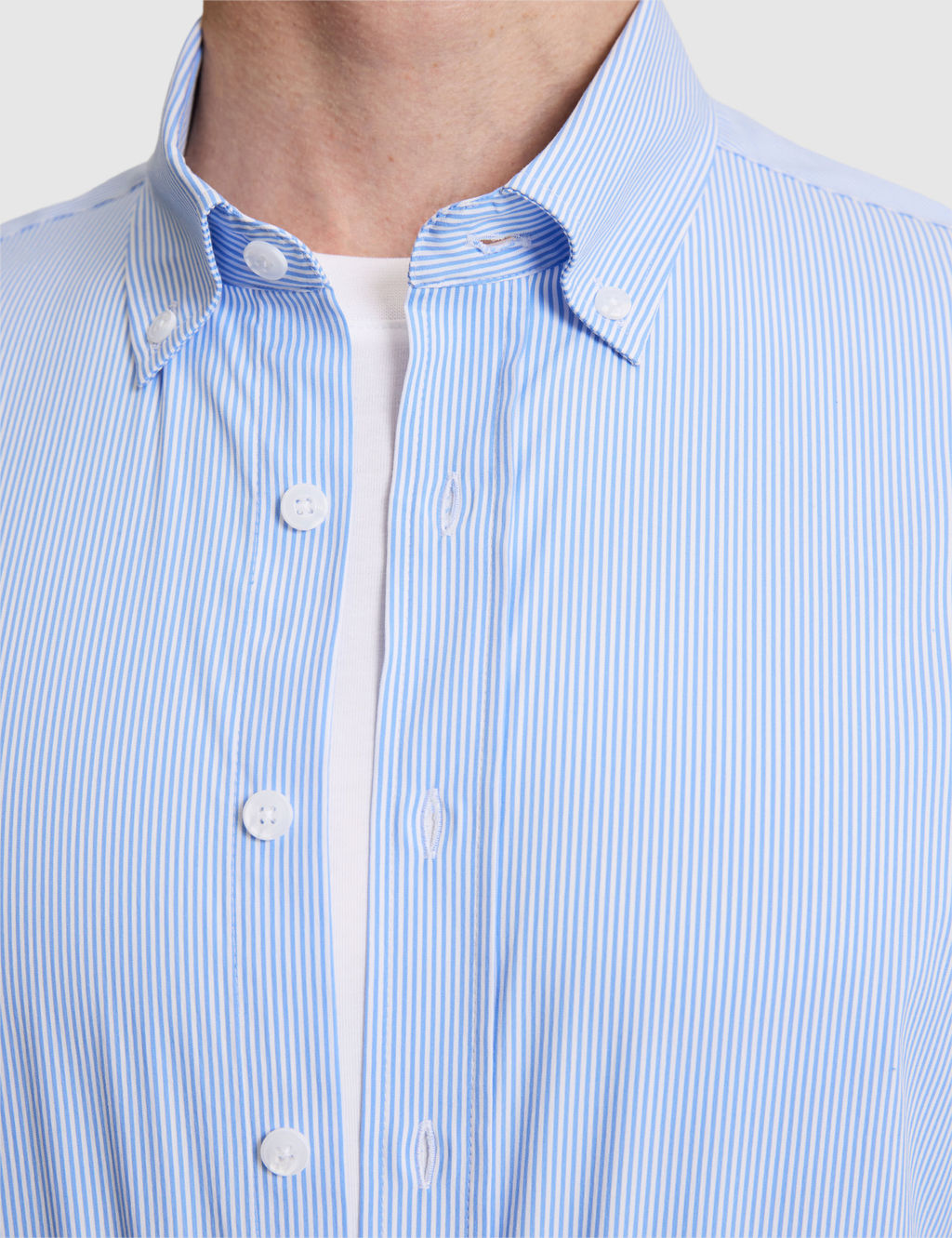 Mavi _izgili Slim Fit Uzunkollu G_mlek