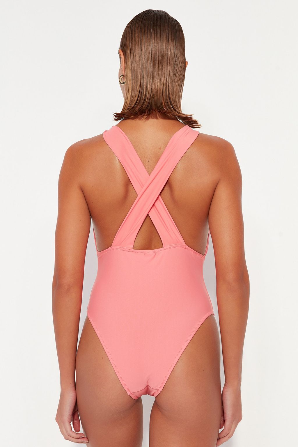 Pembe Halter Yaka Cut Out/Pencereli Normal Paca Mayo TBESS23MA00319